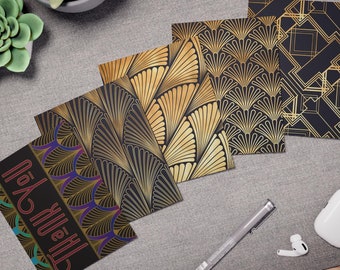 Greeting Cards, Art Deco Thank You Cards, Gilded Age Stationery Set, Note Cards Gift Set, Bulk Pack of Cards, Thank You Notes, Multi-Design