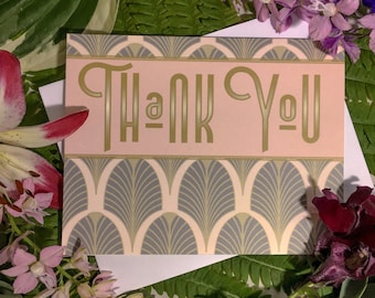 Blank Greeting Cards Set - Old Hollywood Glam Art Deco Thank You, 8, 16, 24 Pcs, Thank You Note Cards, Vintage Style Stationery, Stationery