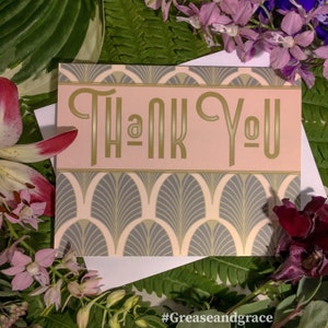 Blank Greeting Cards Set - Old Hollywood Glam Art Deco Thank You, 8, 16, 24 Pcs, Thank You Note Cards, Vintage Style Stationery, Stationery