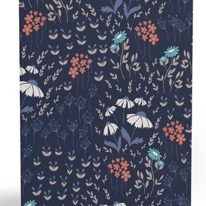 Floral Botanische Natur Muster Garten blaue Blumen - Grußkarten (8, 16, und 24 Stück)