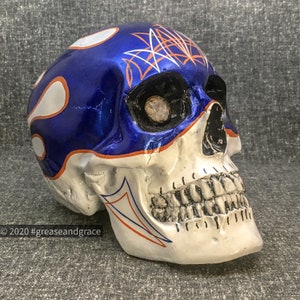 Skull Decor with Hot Rod Pinstripes and Flames