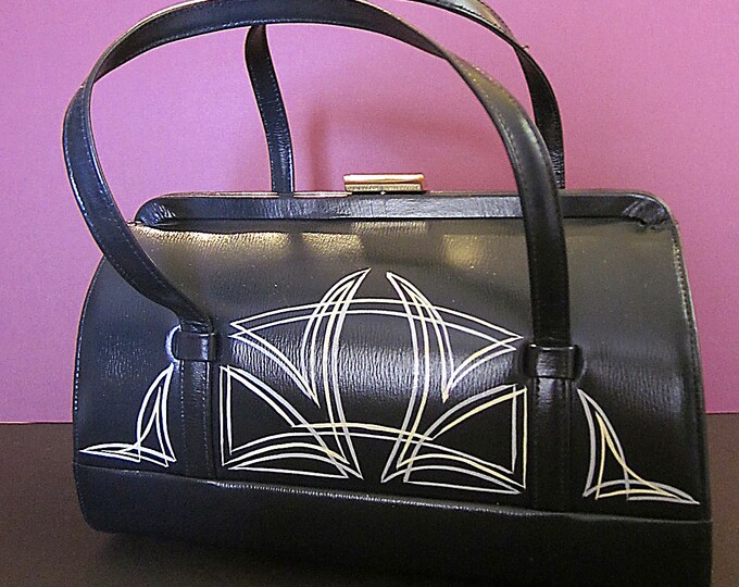 Unusual Pinstriped Pin up Purse 60's Barrel Shaped Etsy