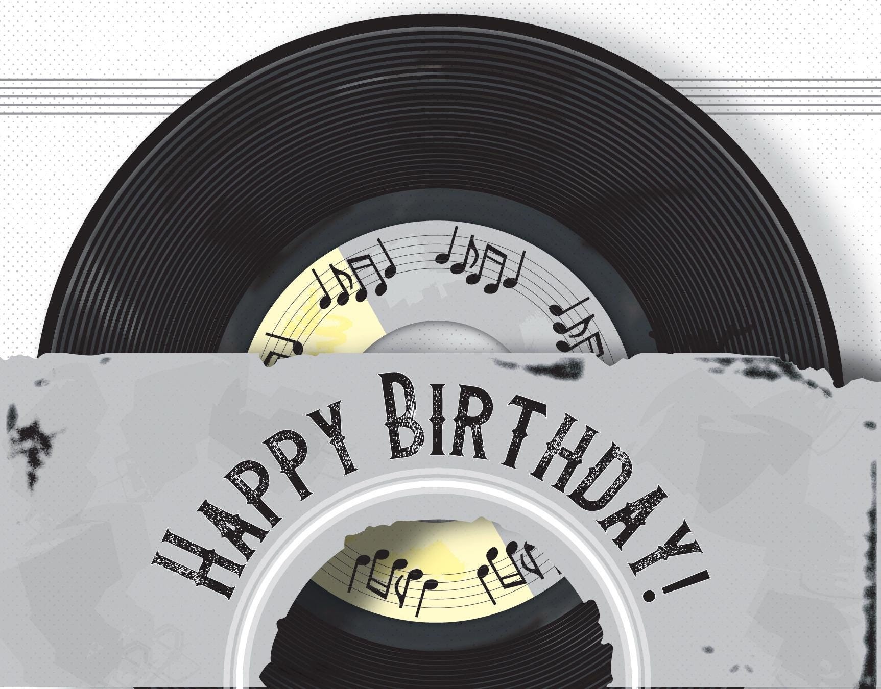 Greeting Cards, Vinyl Record Birthday Card - Retro Music Lover, Vintage Inspired Album, Blank Inside