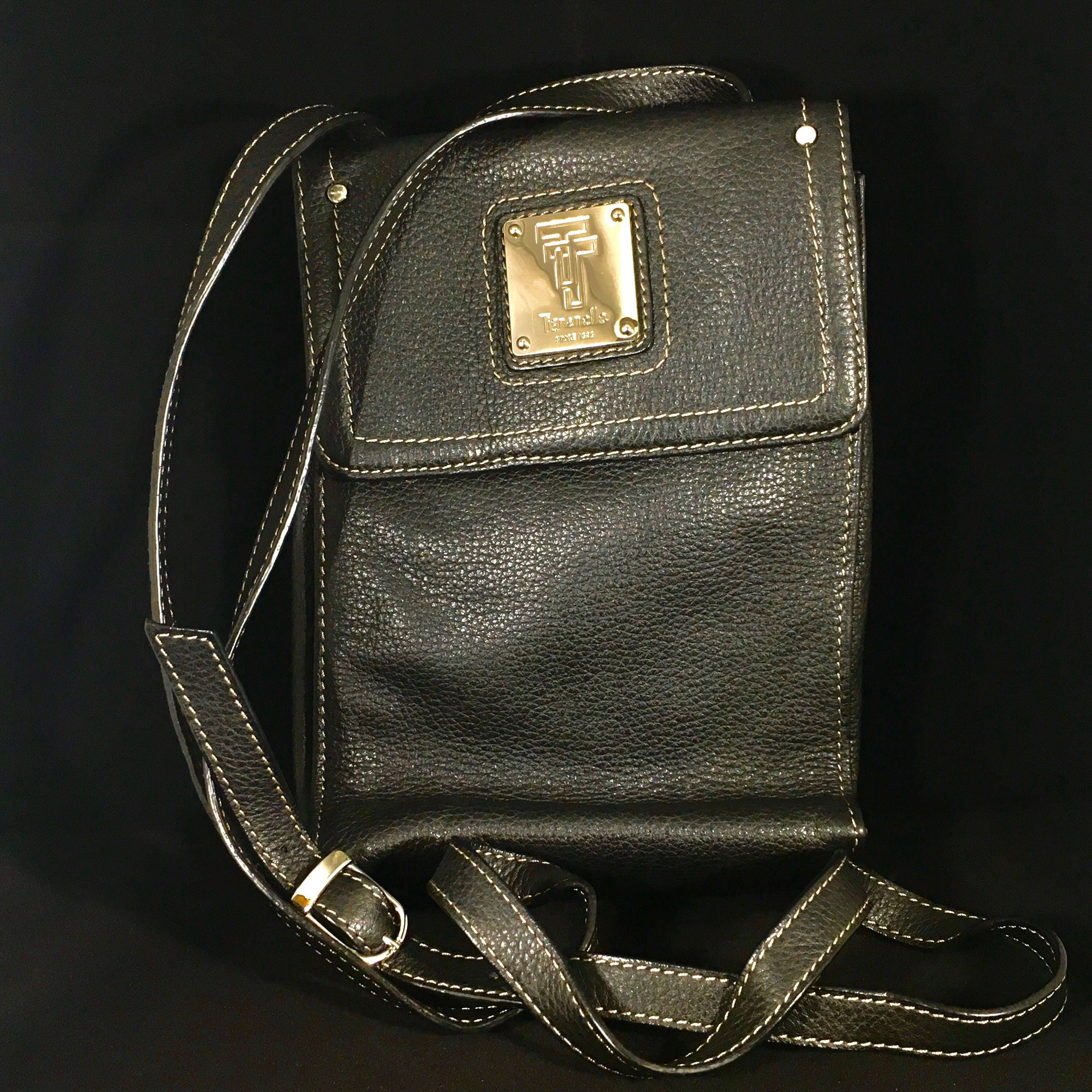 TIGNANELLO Genuine LEATHER Black Crossbody Purse Organizer Etsy