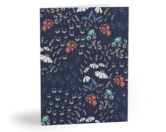 Floral Blues 2 - Greeting cards (8, 16, and 24 pcs)