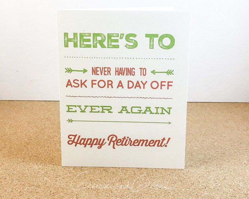 retirement card day off congratulations coworker card boss card friend card blank inside free ship free retirement cards to print