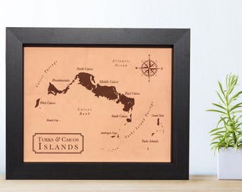 3rd anniversary gift engraved leather map [ anniversary, honeymoon, wedding map, custom map ] JW Design Studio