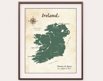 Gift for Husband Golf Map [ Ireland map or any location ] JW Design Studio