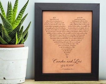 Heart shape song lyrics leather art [ unique gift, 3rd wedding anniversary ] JW Design Studio