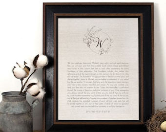 cotton anniversary wedding vows [ cotton gift for him or her ] JW Design Studio