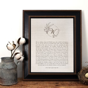 cotton anniversary wedding vows - 100% cotton canvas gifts for him or her | JW Design Studio