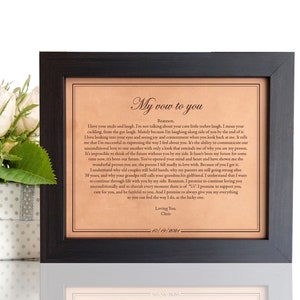Wedding gift to bride or groom [ day of wedding vows engraved leather ] JW Design Studio