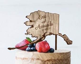 State Cake Topper personalized [ Any state rustic wedding cake decor ] JW Design Studio