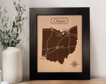 Custom keepsake map leather gift, Unique 3rd and 9th anniversary gifts for him or her