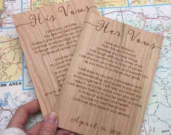 Wedding Vow Cards, Rustic Wedding Decor, wood vow cards