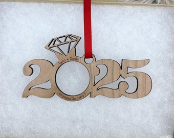 Personalized Engagement Ring Holiday Ornament 2025 Engaged Gift to couple