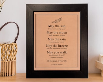 Apache Blessing leather engraved wall art - Inspirational wedding gifts idea