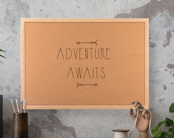 adventure awaits cork board - hiking pins badge patches collection display board | JW Design Studio