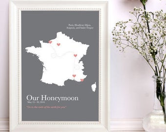2 year anniversary, cotton anniversary map, 2nd anniversary, wedding map, second anniversary, gift for husband, gift for wife, honeymoon map