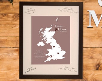 Custom Wedding Guest Book Map: Travel Keepsake Decor