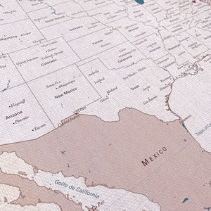 up close image of the cotton texture USA watercolor map showing the canvas texture and neutral design.