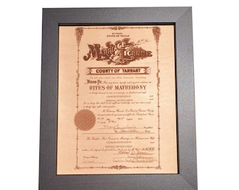 Art du certificat de mariage en cuir [Licence de mariage gravée, cuir du 9e anniversaire, 3 ans] JW Design Studio