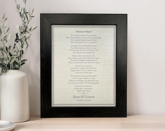 cotton canvas wedding vows, song lyrics or love letter wall art print