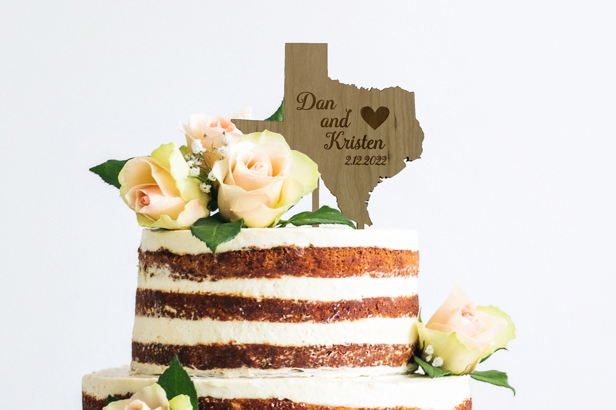 Wood State Cake Topper [Any state, rustic country vineyard wedding decor ] JW Design Studio