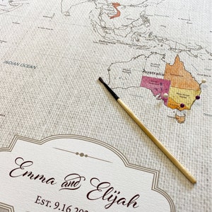 World Watercolor Map DIY - 2nd Cotton Anniversary Gift for him or her | JW Design Studio