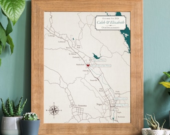 Mappa personalizzata della Napa Valley - Regalo per fidanzamento o anniversario di matrimonio