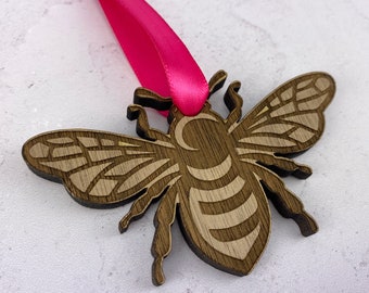 Bee Mine wood ornament - wood 5th anniversary, honey bee gift | JW Design Studio