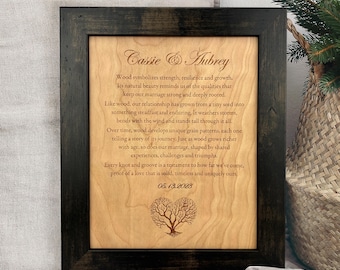 Traditional 5th Anniversary Gift with Symbolic meaning of wood, heart tree