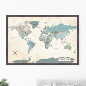 The Places You'll Go Push Pin-wereldkaart - avontuurlijke cadeaus voor reizigers, papier 1e verjaardag | JW Design Studio