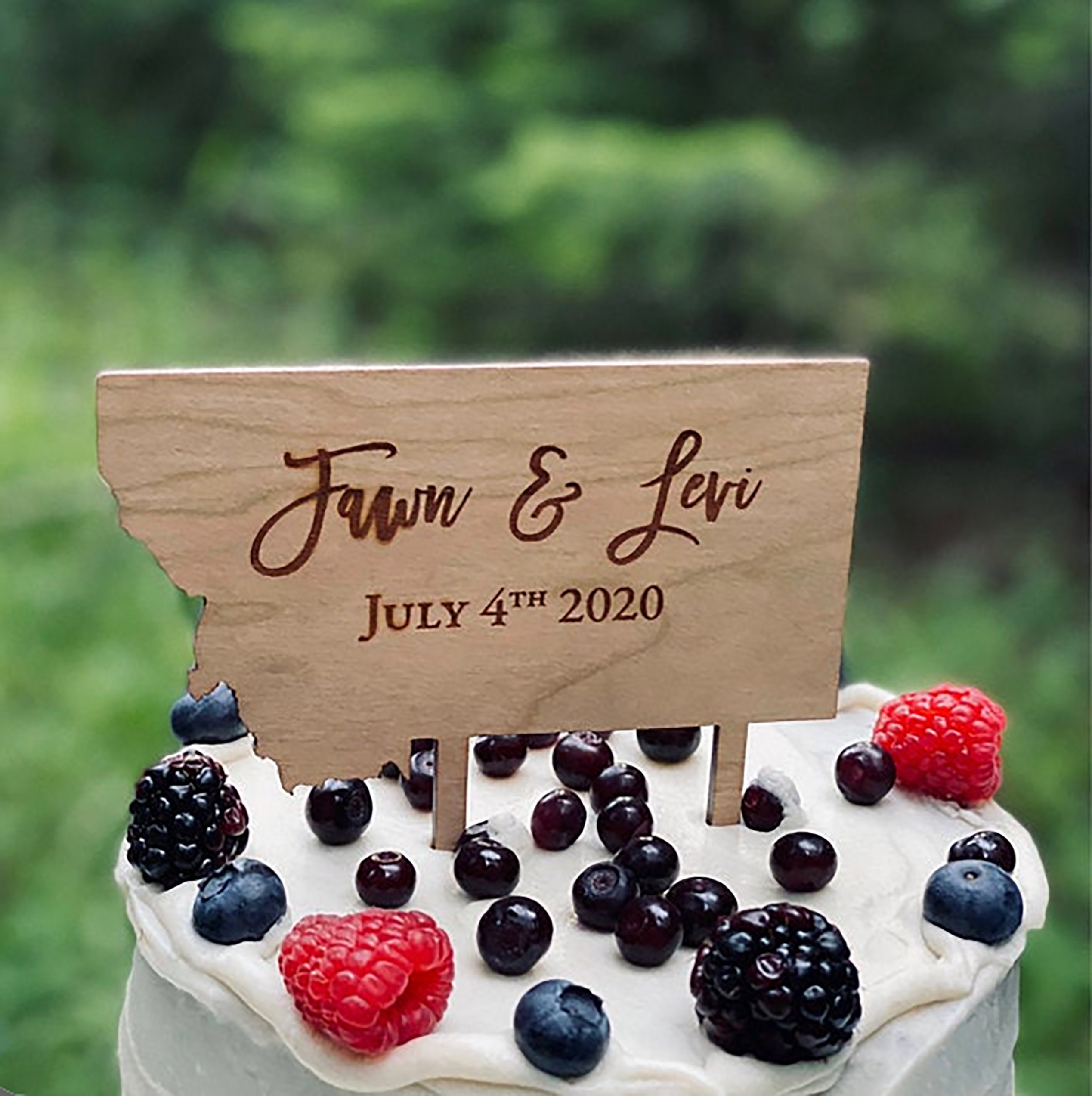 Wood State Cake Topper [Any state, rustic country vineyard wedding decor ] JW Design Studio