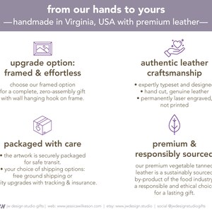 From our hands to yours. Premium handmade leather gifts from JW Design Studio. Features framed gift upgrade, authentic hand cut leather, permanent laser engraving, careful packaging, and sustainably sourced vegetable tanned leather. Crafted in Luray, Virginia, USA. Perfect for a ready to give, high quality, responsibly made gift.