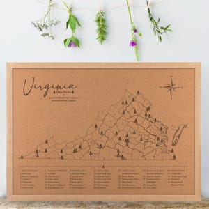 Carte de randonnée en liège des parcs d'État de Virginie, comprend 100 repères | Studio de conception JW