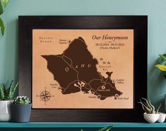Custom Leather Map, 3rd or 9th Wedding Anniversary Honeymoon Travel Keepsake