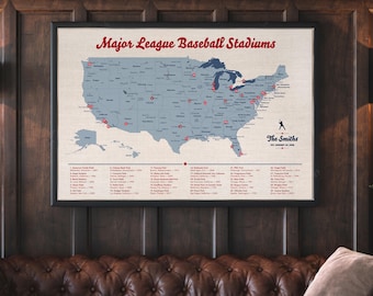 MLB Stadium Map Poster: Baseball Fan Travel Tracker With Pins - Etsy
