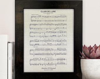Personalized Sheet Music Cotton Canvas Print, 2nd Anniversary Gift