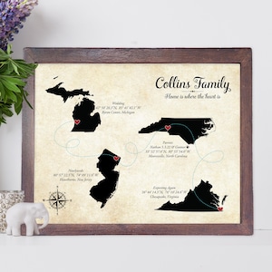 Fernliebe Freundschaft unsere Reise Andenken Map Art - personalisierte Geschenke Wandkunst | JW Designatelier