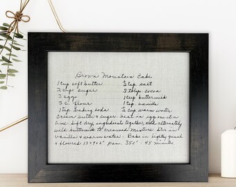 Custom Recipe Card on Cotton Canvas, Personalized Family Recipe Print