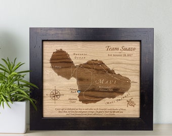 wood anniversary gift idea keepsake map [ ANY location, lake, honeymoon, wedding ] JW Design Studio