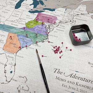 Karte zum Jahrestag - USA Cotton Map, 2.Jahrestag Reisegeschenke für Sie Him - USA Cotton Map, 2 JW Designatelier