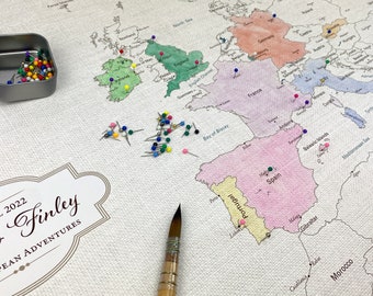 Europe Watercolor Map DIY - 2nd Cotton Anniversary Gift for husband or wife | JW Design Studio