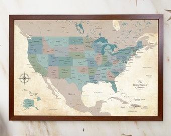 USA Push Pin Travel Map [ Paper 1st Anniversary, Gift for him or her ] JW Design Studio
