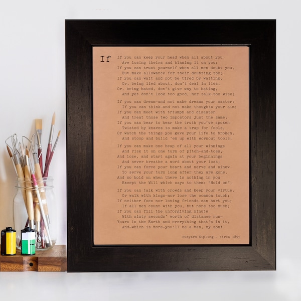 If by Rudyard Kipling leather wall art - timeless coming of age gift for son teenager boy | JW Design Studio