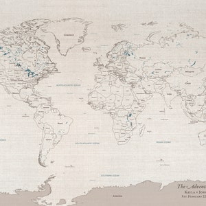 Cotton Anniversary Gift for him her World Watercolor Map, 2nd anniversary, travel gifts JW Design Studio Yes, no deco box