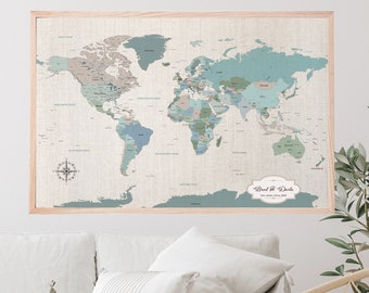 Cotton Anniversary Travel Push Pin World Map Gift Personalized