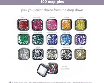 100 Count Map Pins for Push Pin Travel Maps | JW Design Studio Gifts