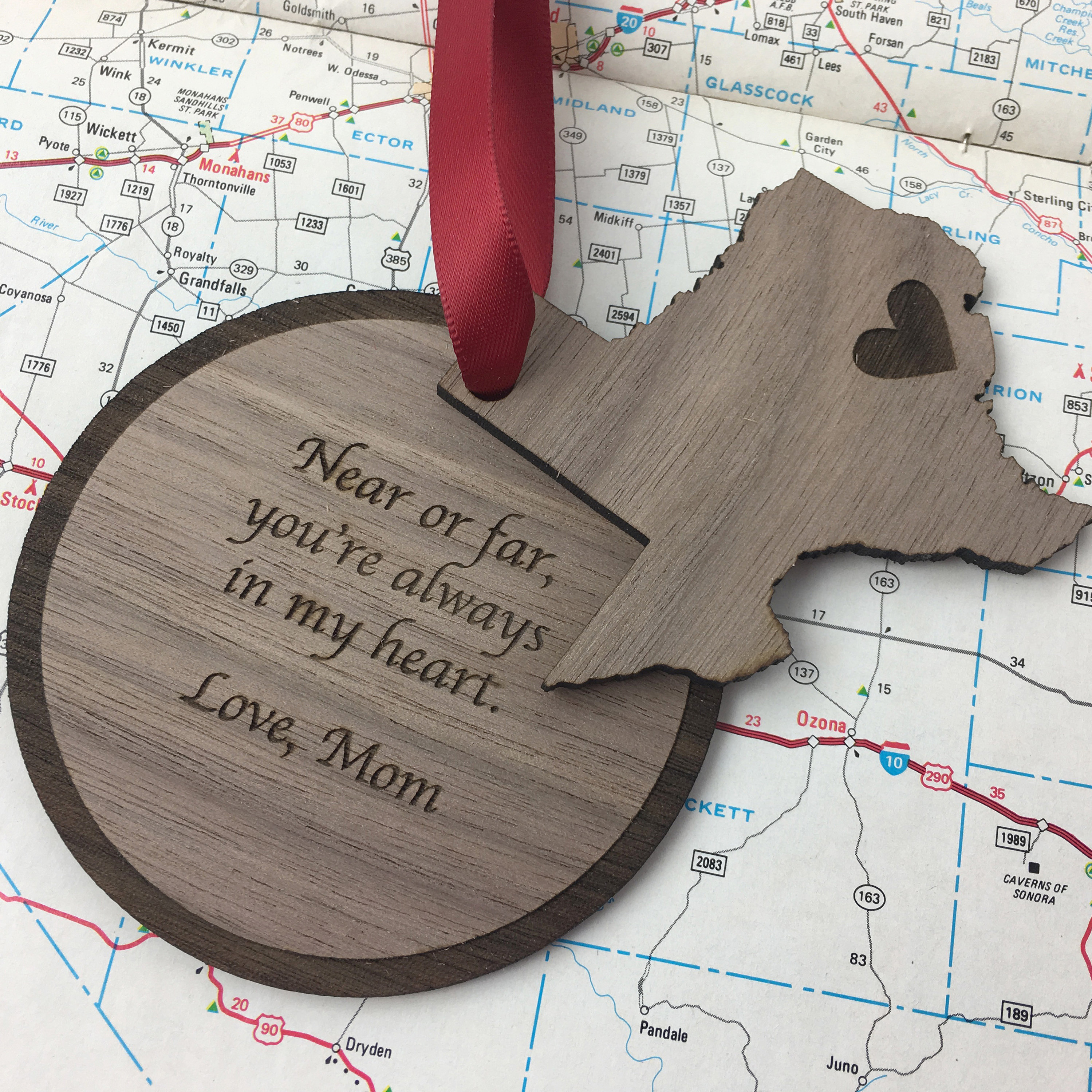 Personalized Family Holiday Ornament - Long Distance Relationship Gift with custom message
